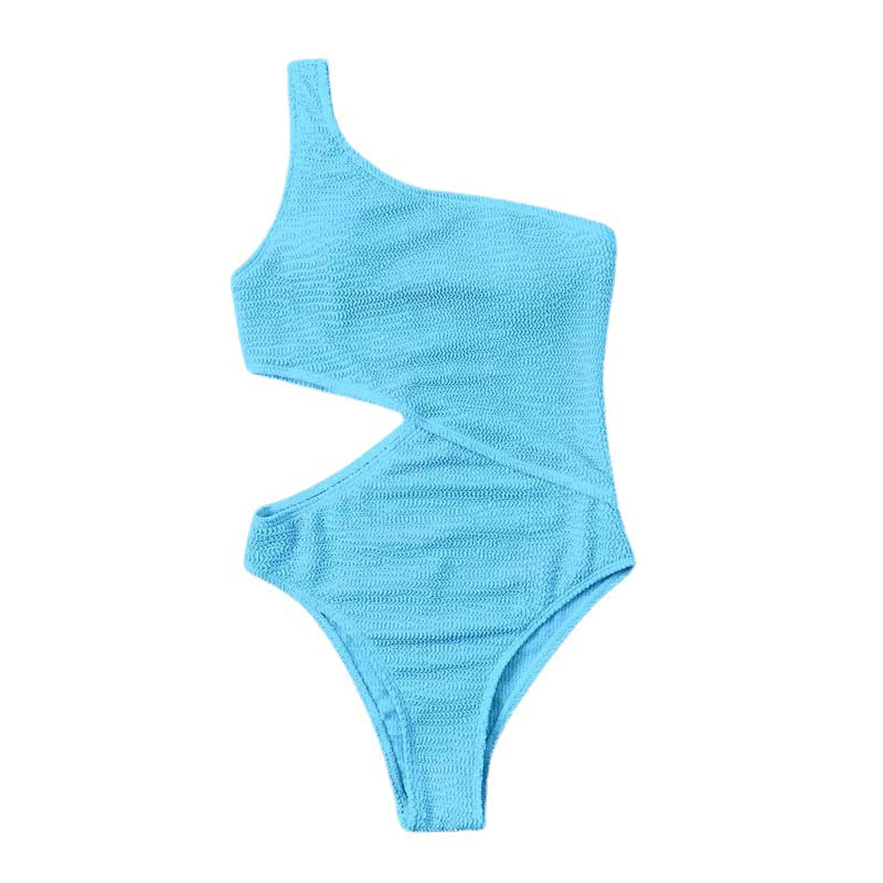 Swimsuit Wrinkle Champray Sexy Siamese One Shoulder Bikini Swimsuit Women Bikini Bella Mia